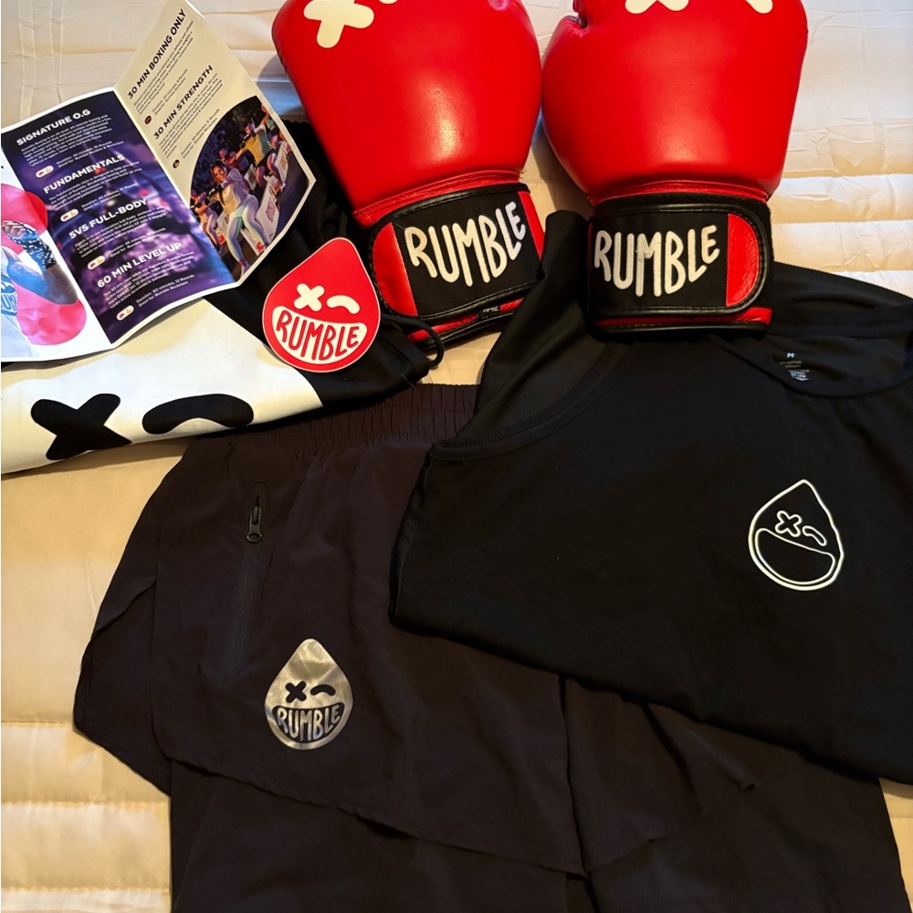 Rumble Boxing Gloves and Apparel Set ( ONLY USED ONCE)